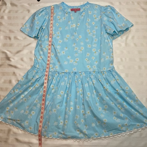 Simply Southern Dress Size S Powder Blue with Daisy Print V-neck Ruffled Skirt - Picture 11 of 14